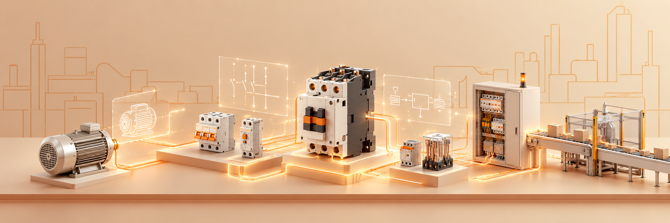 Endüstriyel elektrik sistemlerinde kullanılan kontaktör ve motor kontrol ekipmanları