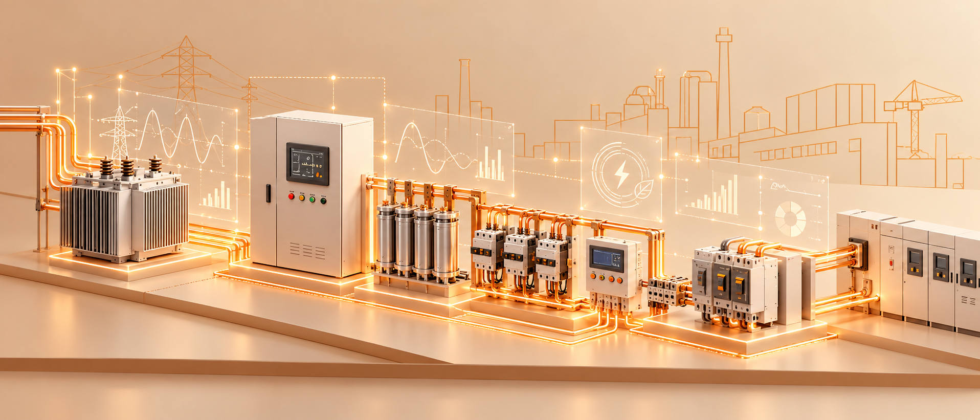 Endüstriyel elektrik sistemlerinde kullanılan kompanzasyon panosu ve enerji kontrol ekipmanları